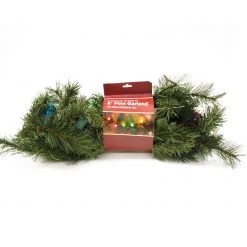 TDC USA INC 6' Pine Garland With 20 Multi-color C9 Lights