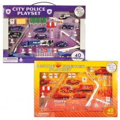 TDC USA INC Toys 40 Piece Diecast Playsets (Police & Firemen; Sold Separately)