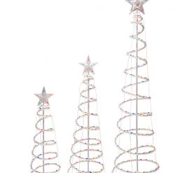 TDC USA INC Holidays Multi-color Lights Spiral Trees With Stars (set Of 3)