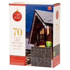 TDC USA INC Holidays 70 Count LED White Icicle Lights